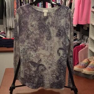 Chicos size 0 top Purple with silver threads